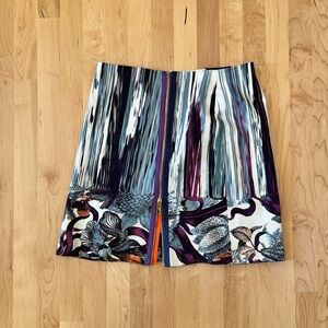 Elie Tahari Purple and Blue Abstract Mini Skirt